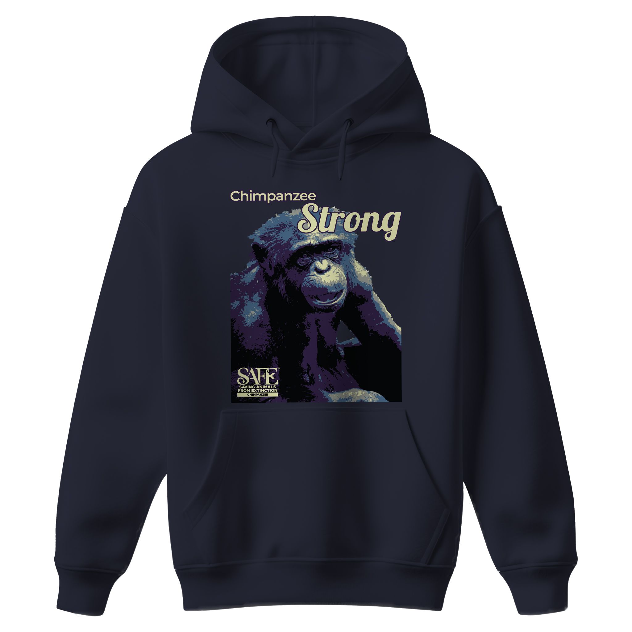 Kioja Adult Unisex Pullover Hoodie - Chimpanzee SAFE