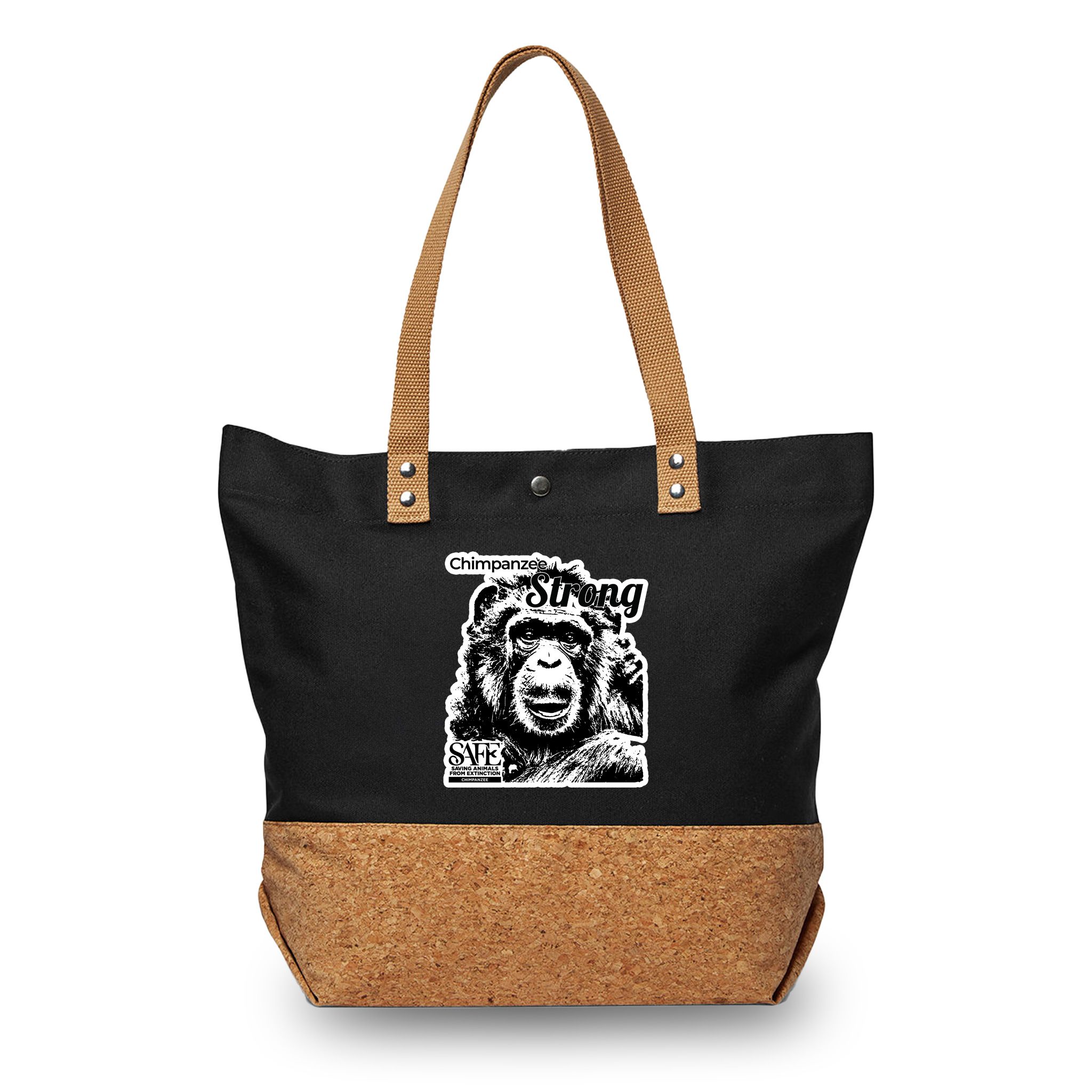 Chimp Safe 12oz Canvas & Cork Shopper Tote Bag - Chimpanzee SAFE
